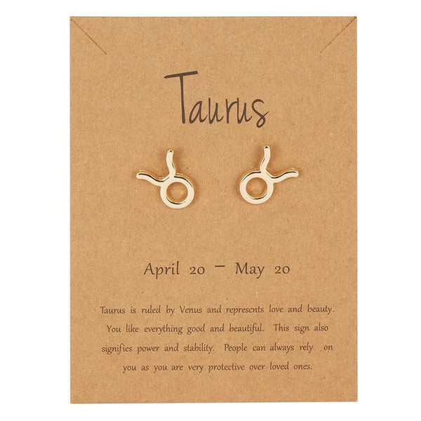 Zodiac Stud Earrings 12 Constellation Birth Months